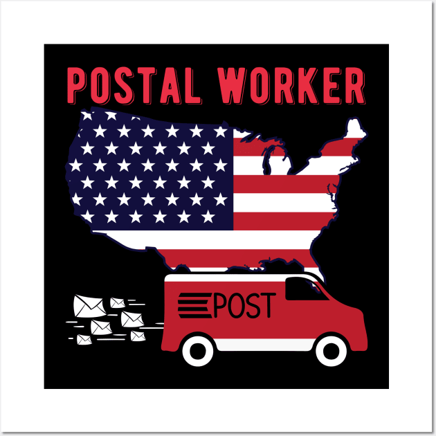 Patriotic postal worker American Flag Wall Art by FabulousDesigns